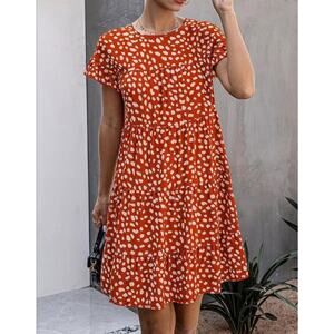 Kirundo Ruffle short Sleeve Summer Mini Dress US Women's M